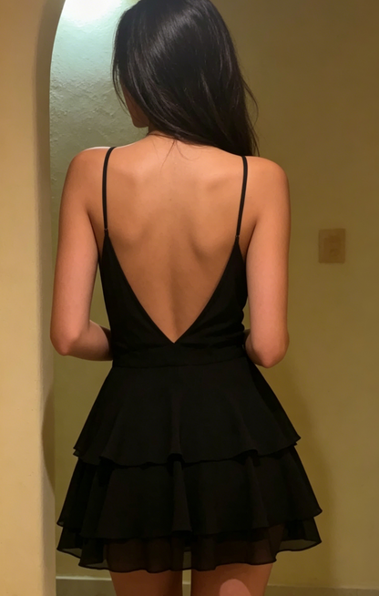 Cute A line Halter Black Summer Chiffon Homecoming Dress Hoco Dress Mini 18th Birthday Outfit Cocktail Dresses DP1913