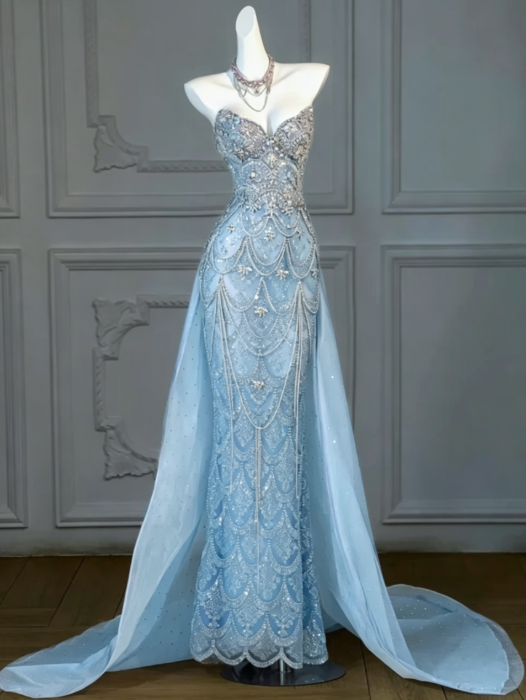 Gorgeous Mermaid Sweetheart Lilac Slit Sequin Long Prom Dress Party Dress Graduation Dresses With Cape DP1984