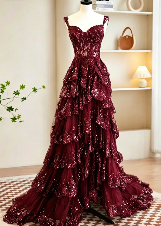 Sexy A-Line Tulle Sequin Black Long Prom Dresses, Black Sequin Long Formal Dress DP275