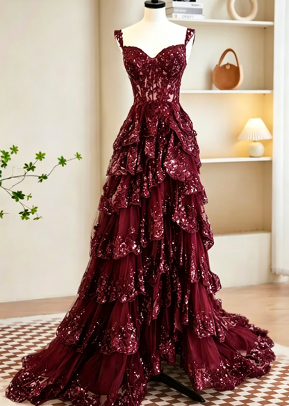 Sexy A-Line Tulle Sequin Black Long Prom Dresses, Black Sequin Long Formal Dress DP275