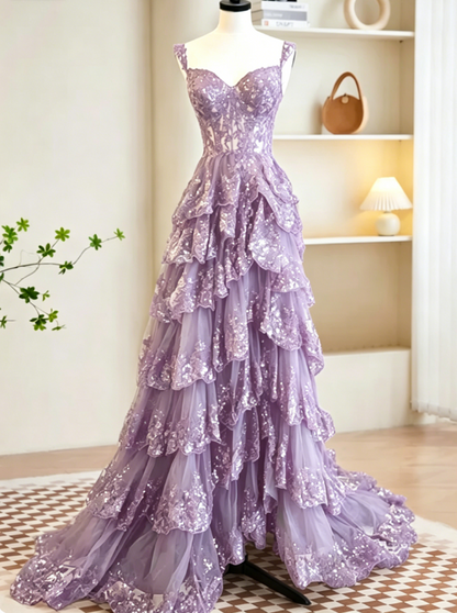 Sexy A-Line Tulle Sequin Black Long Prom Dresses, Black Sequin Long Formal Dress DP275