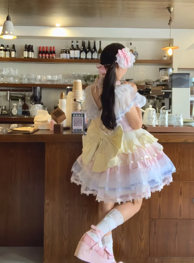 Vintage Square Neck Ball Gown Lace Tulle Short Lolita Dress Cute 18th Birthday Outfit DP2943