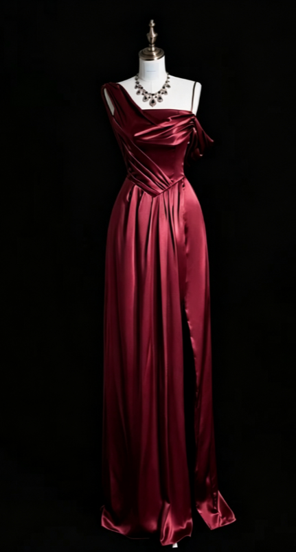 Simple Sheath Long Prom Dresses Satin Green Evening Gown DP3783
