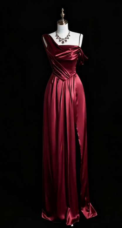 Simple Sheath Long Prom Dresses Satin Green Evening Gown DP3783