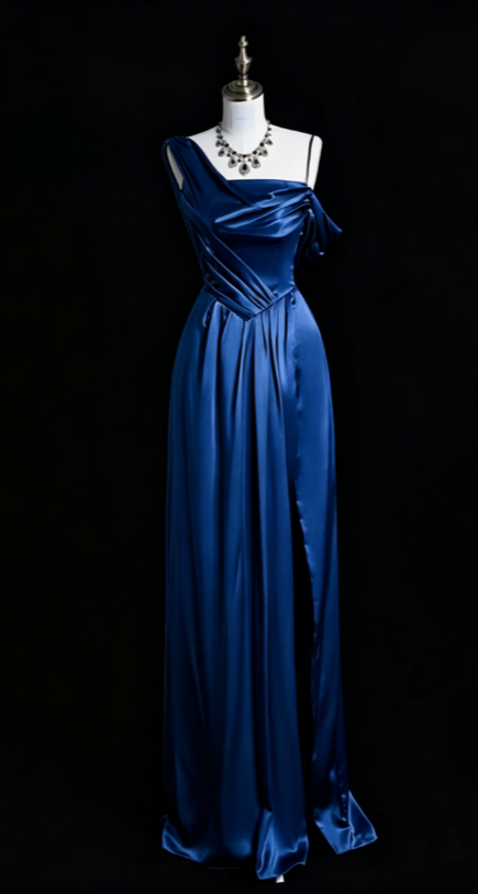 Simple Sheath Long Prom Dresses Satin Green Evening Gown DP3783