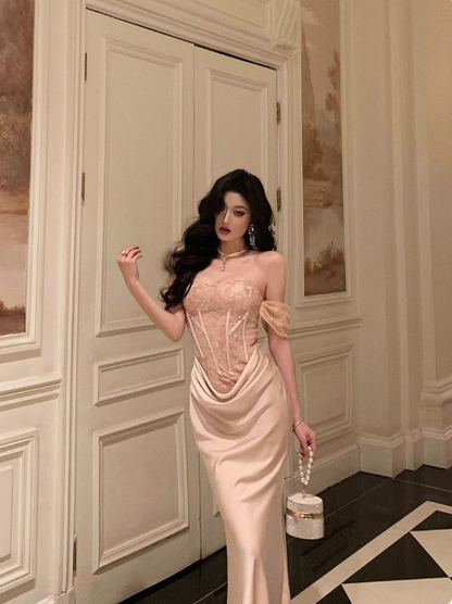 Edles Meerjungfrauen-Kleid mit schulterfreiem Satin für den 18. Geburtstag, Partykleid, Outfits für den 21. Geburtstag, Ideen für Geburtstagskleider für Frauen, DP565