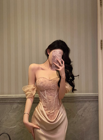 Edles Meerjungfrauen-Kleid mit schulterfreiem Satin für den 18. Geburtstag, Partykleid, Outfits für den 21. Geburtstag, Ideen für Geburtstagskleider für Frauen, DP565