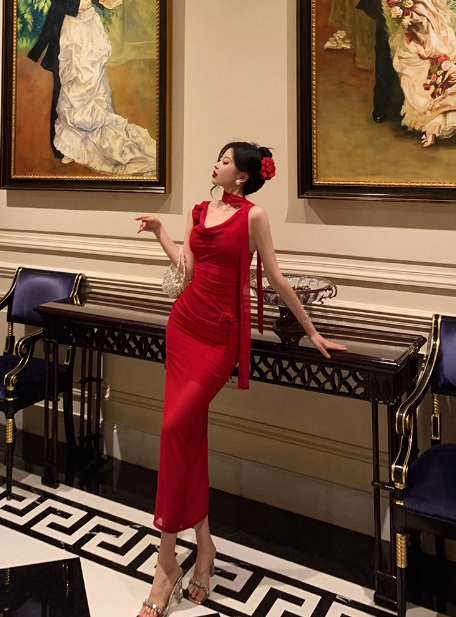 Elegantes rotes Etuikleid zum 18. Geburtstag, Partykleid, Geburtstags-Outfits, Geburtstagskleid-Ideen für Frauen, DP590