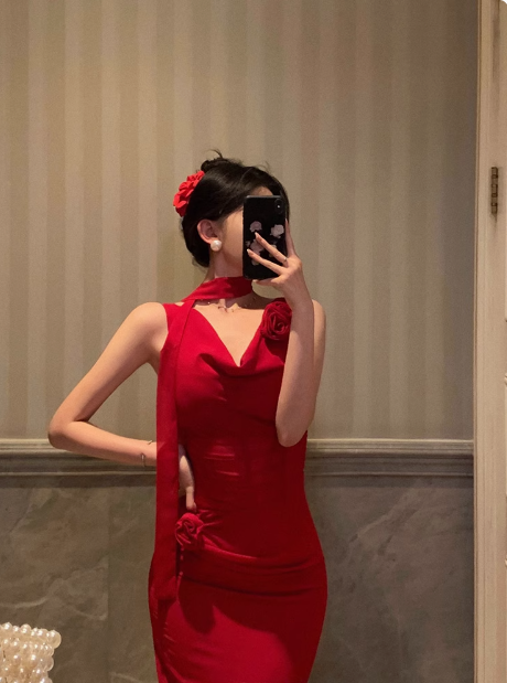 Elegantes rotes Etuikleid zum 18. Geburtstag, Partykleid, Geburtstags-Outfits, Geburtstagskleid-Ideen für Frauen, DP590
