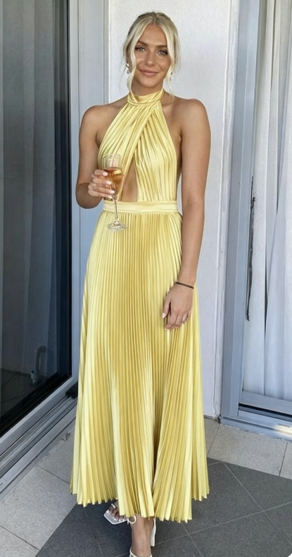 Elegant Wedding Guest Outfit A line Halter Hot Pink Satin Prom Dresses Summer Wedding Guest Dresses Graduation Dresses DP727