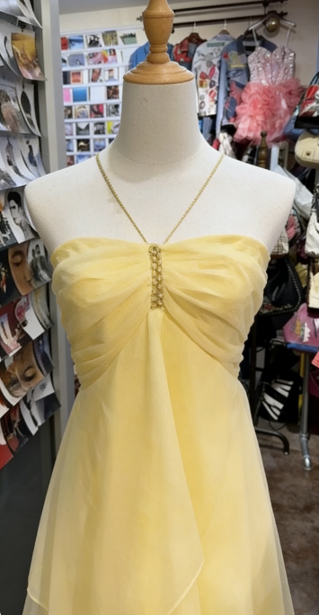Vintage A line Halter Yellow Long Birthday Dress Party Dress Birthday Outfit DP956