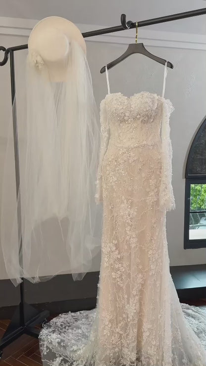Timeless Sheath Wedding Dress Lace White Bridal Gown DP08177