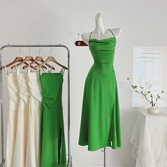 Sexy Mermaid Spaghetti Straps Satin Summer Dress Holiday Party Outfits For Women DP0084