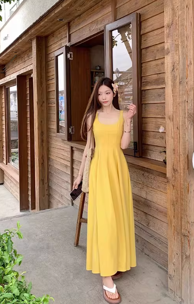 Robe jaune tendance S789