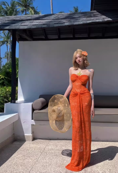 Robe orange tendance S803