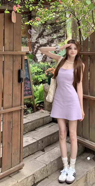 Modisches lila Kleid S818