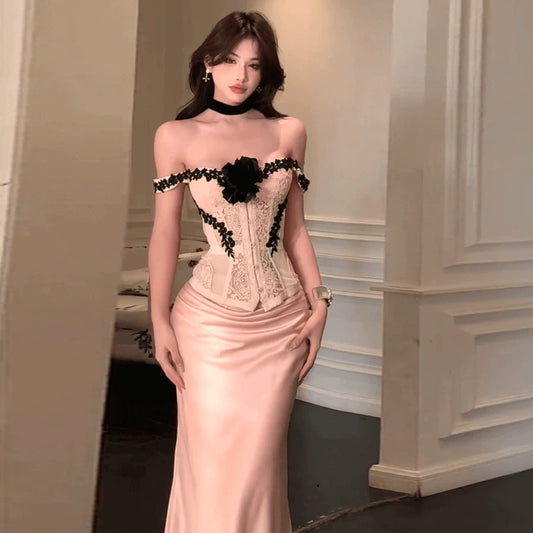 Modisches rosa Kleid S823