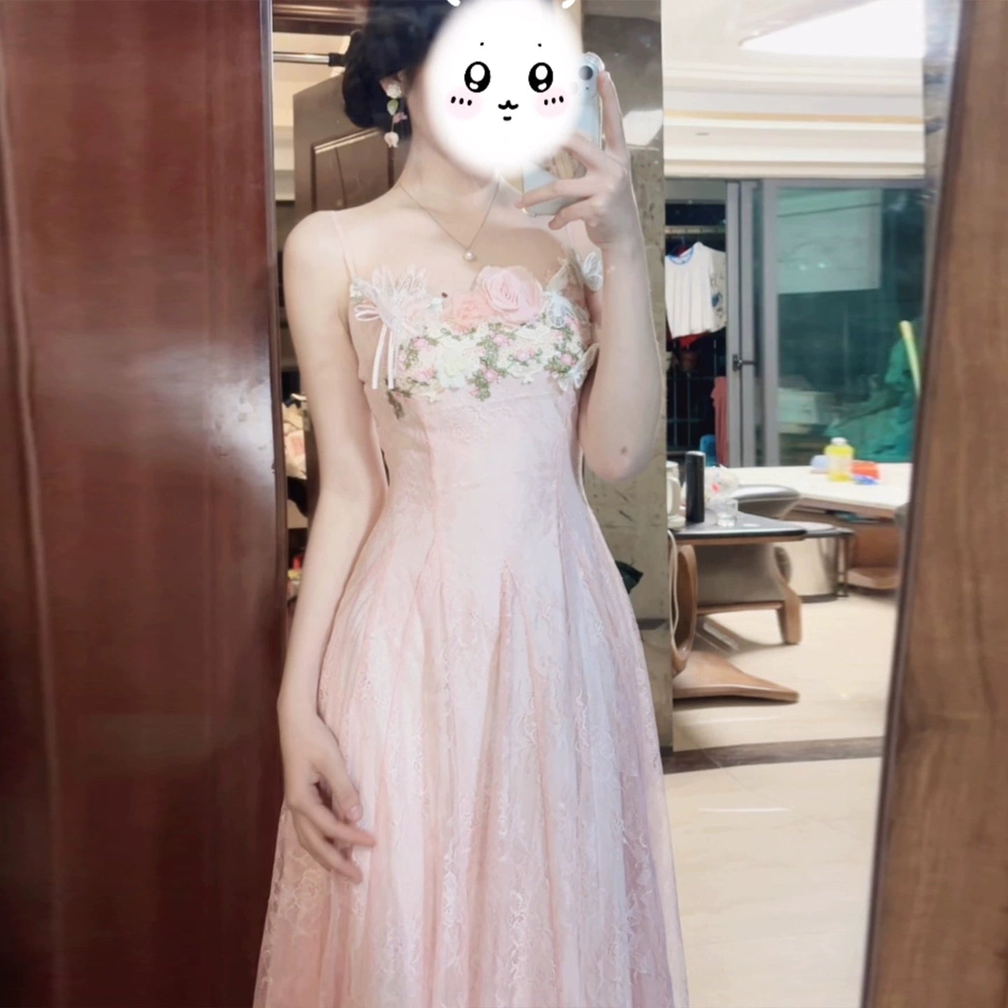 Modisches rosa Kleid S840