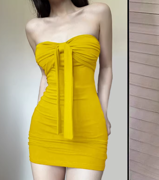 Modisches gelbes Kleid S776