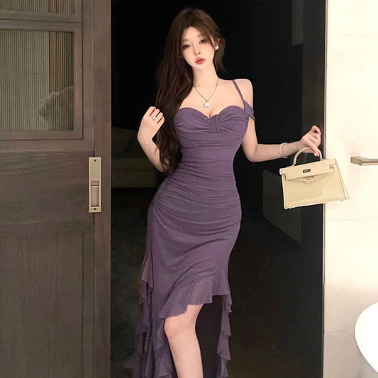 Modisches lila Kleid S868