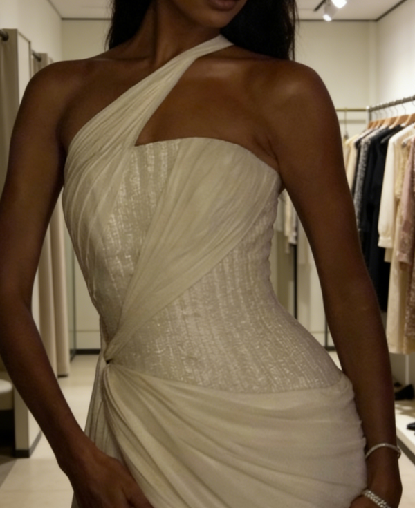 Modest Wedding Dress Sheath One Shoulder Chiffon White Long Wedding Dresses Brides Dress Bridal Gowns W0131
