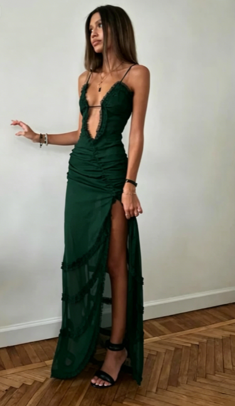 Sexy Sheath Spaghetti Straps Black Slit Lace Long Prom Dresses Formal Summer Wedding Guest Dresses Wedding Guest Outfit W0220