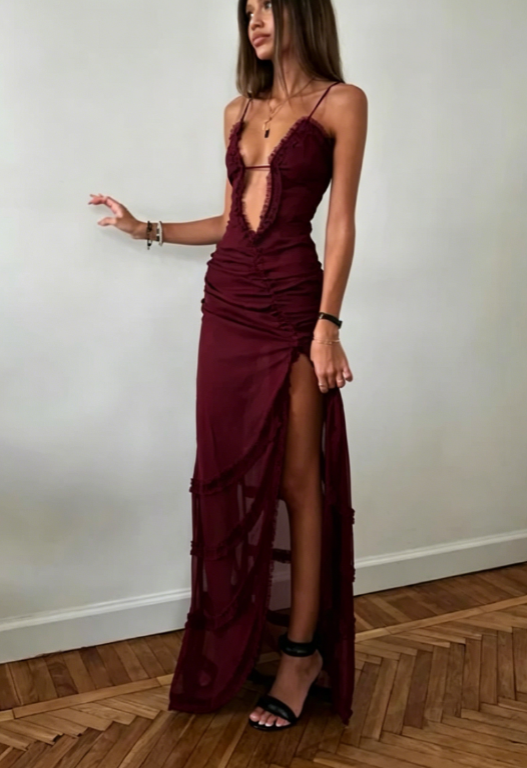 Sexy Sheath Spaghetti Straps Black Slit Lace Long Prom Dresses Formal Summer Wedding Guest Dresses Wedding Guest Outfit W0220