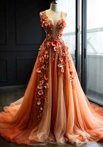Pretty Ball Gown Sweetheart Pink Tulle Long Quinceanera Dress Formal Short Sleeves Flowers Vestido De 15 Anos Sweet 16 Dress W0288