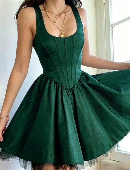 Pretty A line Square Neck Tulle Satin Dress Formal 8th Grade Short Mini Black Homecoming Dress Summer Middle School Hoco Dresses Birthday Outfits W1182