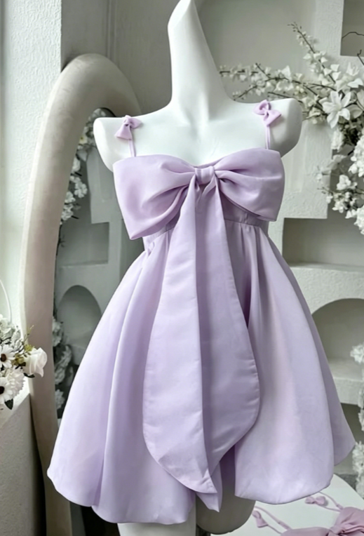 Vintage A line Spaghetti Straps Pink Satin Bow-knot Short Mini Formal 8th Grade Homecoming Dresses Summer Middle School Hoco Dress Birthday Outfits W1188
