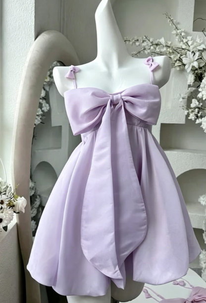 Vintage A line Spaghetti Straps Pink Satin Bow-knot Short Mini Formal 8th Grade Homecoming Dresses Summer Middle School Hoco Dress Birthday Outfits W1188